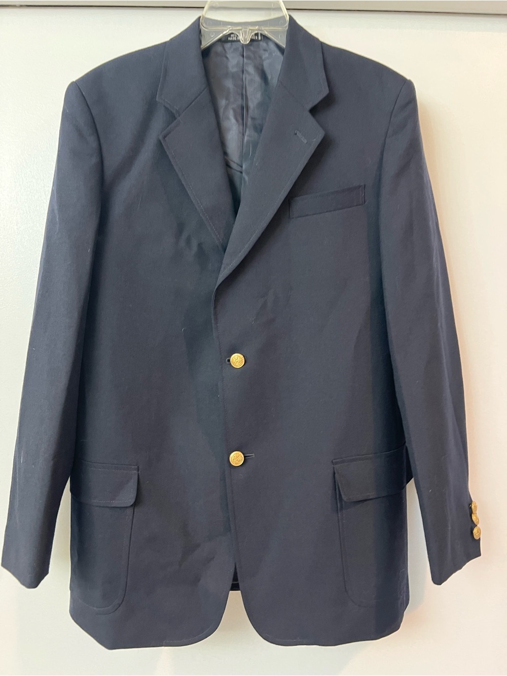 Europa Collection Diffusion Navy Blazer with Gold Buttons 38R tag 20R wool EUC